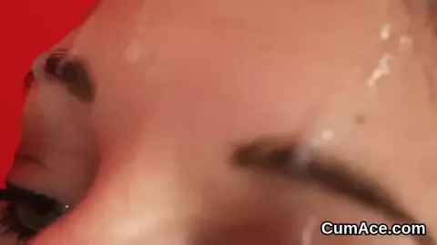 Wicked model gets cum shot on her face gulping all the