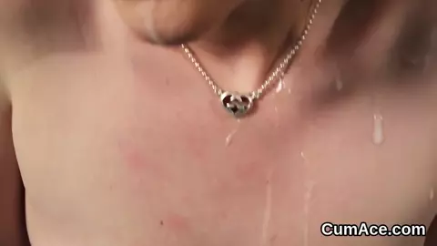 Frisky idol gets jizz load on her face eating all the l