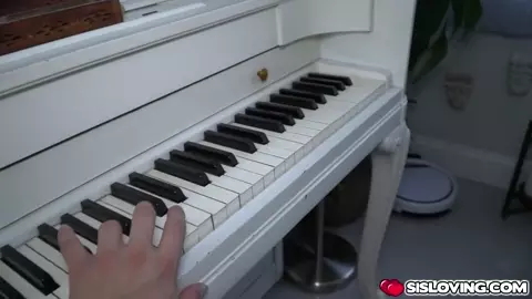 Sucking cock while bro plays the piano