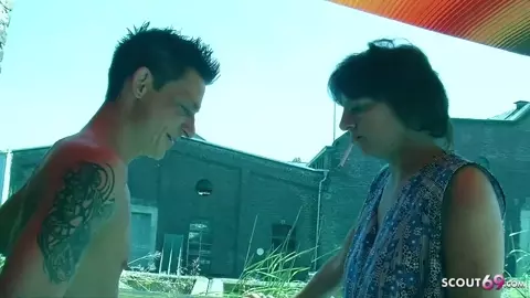 Crazy Step Son Seduce German Mother to Fuck on Balcony