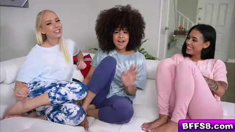 Three best friends change into their comfy pajamas