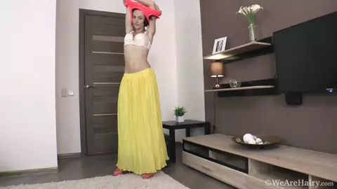 WeAreHairy - Scarlett Nika - Yellow Skirt Orange Blouse