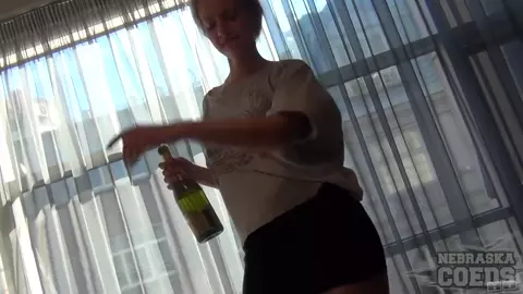 NebraskaCoeds - Eurotrip Viola Drinking Champagne Danci